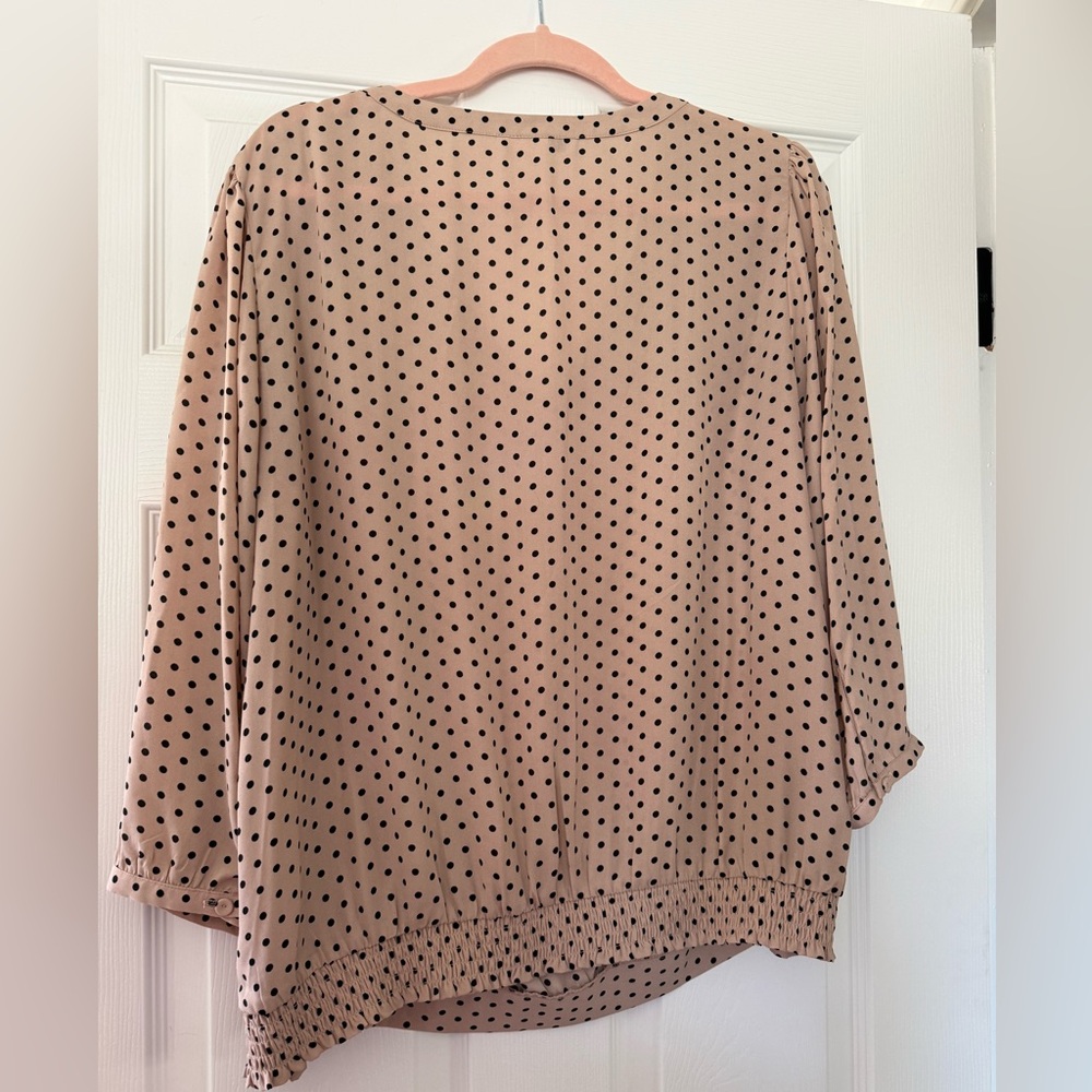 DR2 Blush Polka Dot V-Neck Blouse - Picture 2 of 2